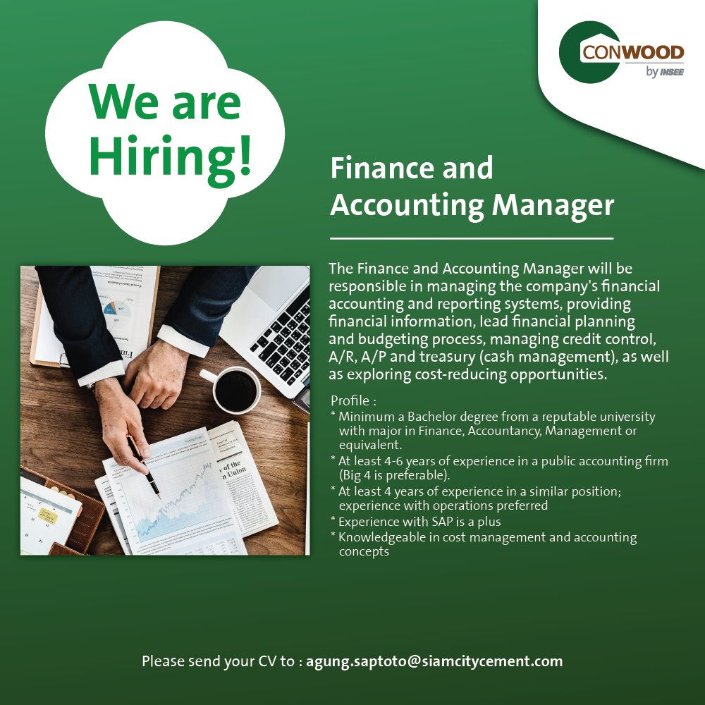Finance & Accounting Manager CONWOOD